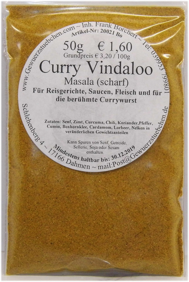 Curry Vindaloo Masala scharf (50g)